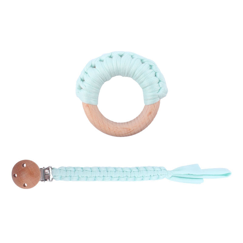 Nuevo bebé suministros haya clip calmante bebé algodón tejido chupete cadena haya anillo mordedor juguete traje