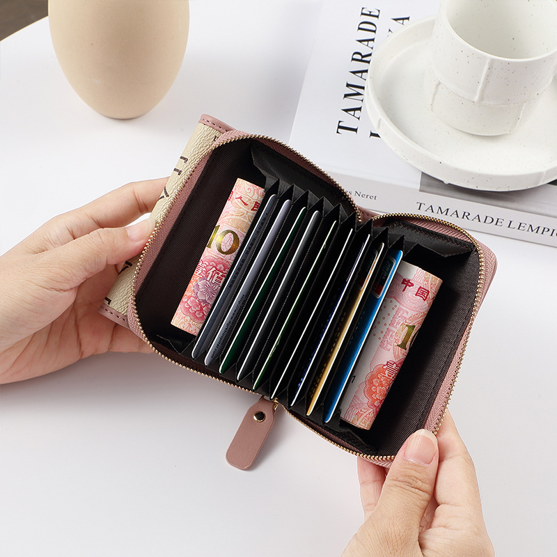 Monedero, Mini Bolso, Cartera de Mujer Moderna, Cartera Corta Multifuncional con Múltiples Ranuras para Tarjetas, Cartera Tipo Acordeón