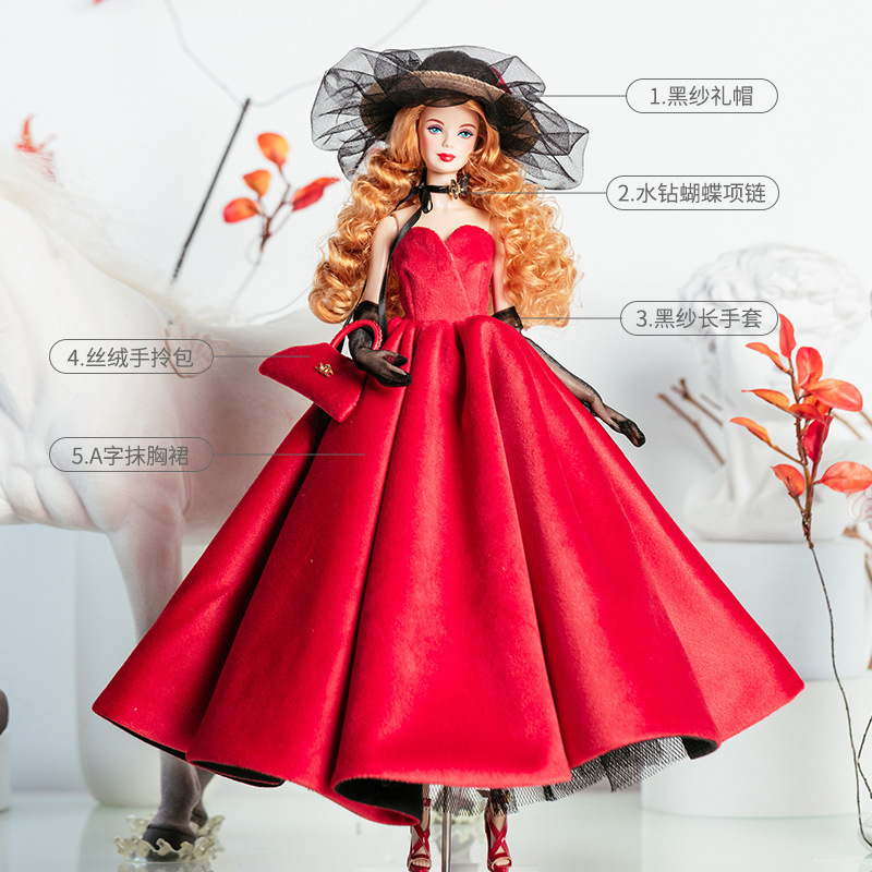 现货年新款仙仙超模娃玩具娃衣礼服装红色礼服高品质欧美外贸|undefined