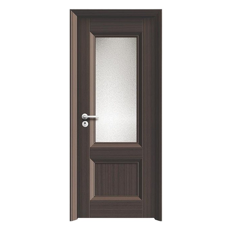Moderno minimalista nuevo chino retro puerta de cristal de carbono Luz de lujo hogar dormitorio puerta plana puerta de madera reforzada insonorizada image 1