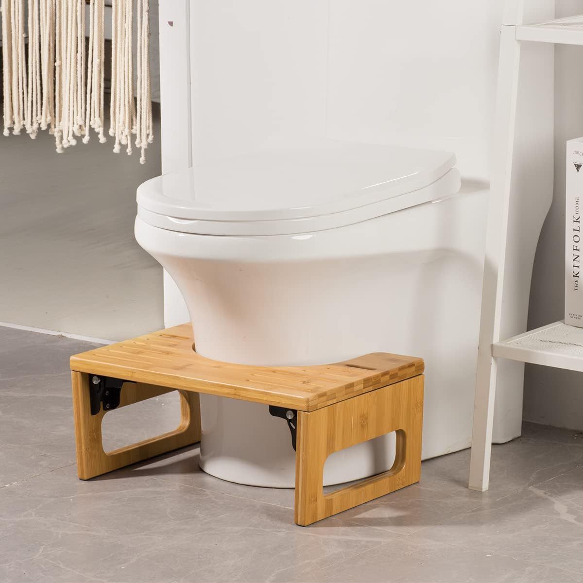 Taburete de baño de bambú taburete de baño plegable inodoro de madera cuclillas taburete niños mujeres embarazadas inodoro reposapiés pedal