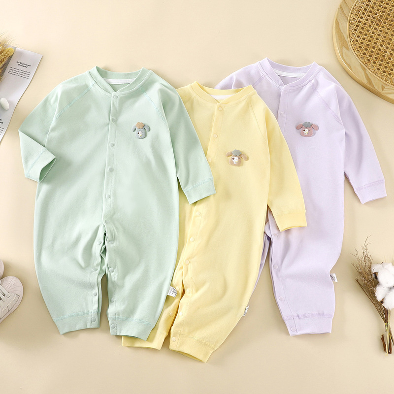 婴儿连体衣服纯棉新生儿宝宝哈衣爬服春秋无骨打底内衣睡衣外出服|undefined
