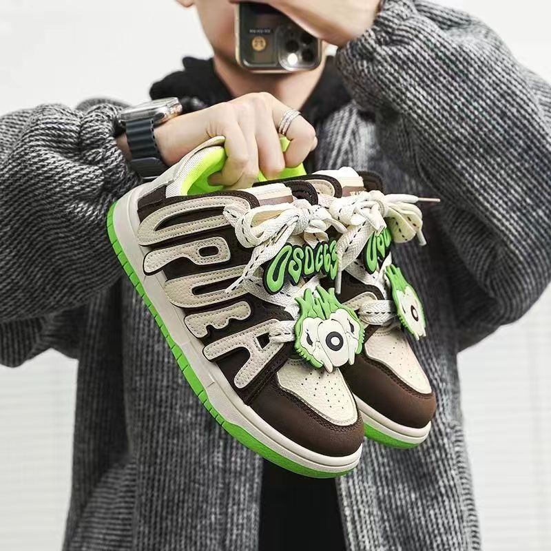 Zapatos de pan, zapatos de calle, zapatos de skate para hombres, letras de diseño original, zapatos deportivos blancos casuales, zapatos de moda