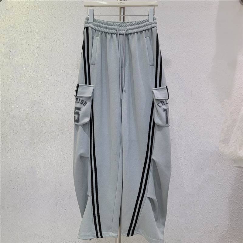 Pantalones de trabajo de moda europea, pantalones de trabajo de mujeres, primavera y otoño, nuevos temperamentos casuales a rayas, pantalones de piernas anchas, pantalones de toallas image 4