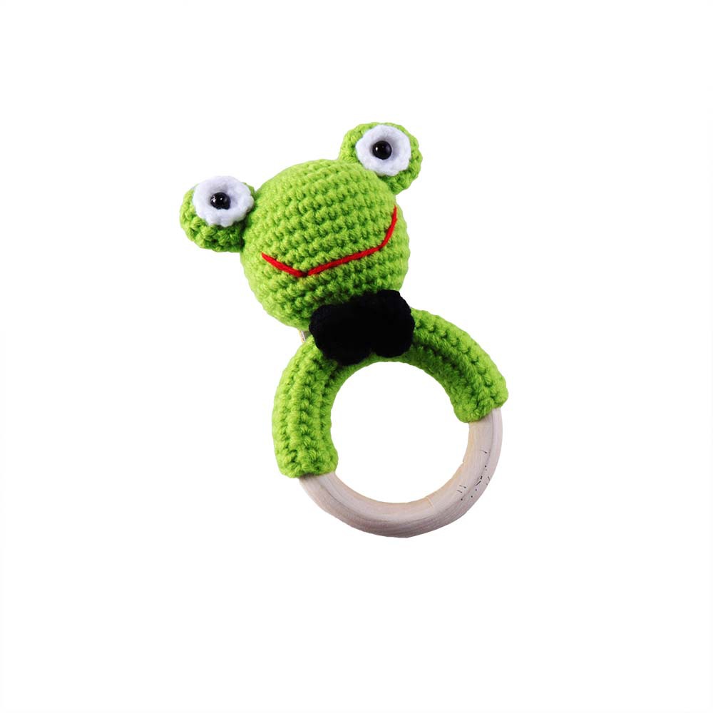 Baby Knitted Rattle Bell Wooden Ring Sounding Rattle Toy Rattle Toy Baby Soothing Doll Hand Crocheted Weaving display picture 7