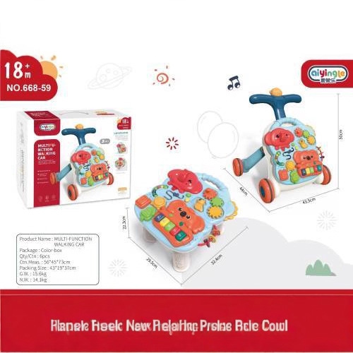 Baby 2-in-1 Music Stroller/Learning Table Baby Walker Learning Table Anti-Rollover Stroller Toy