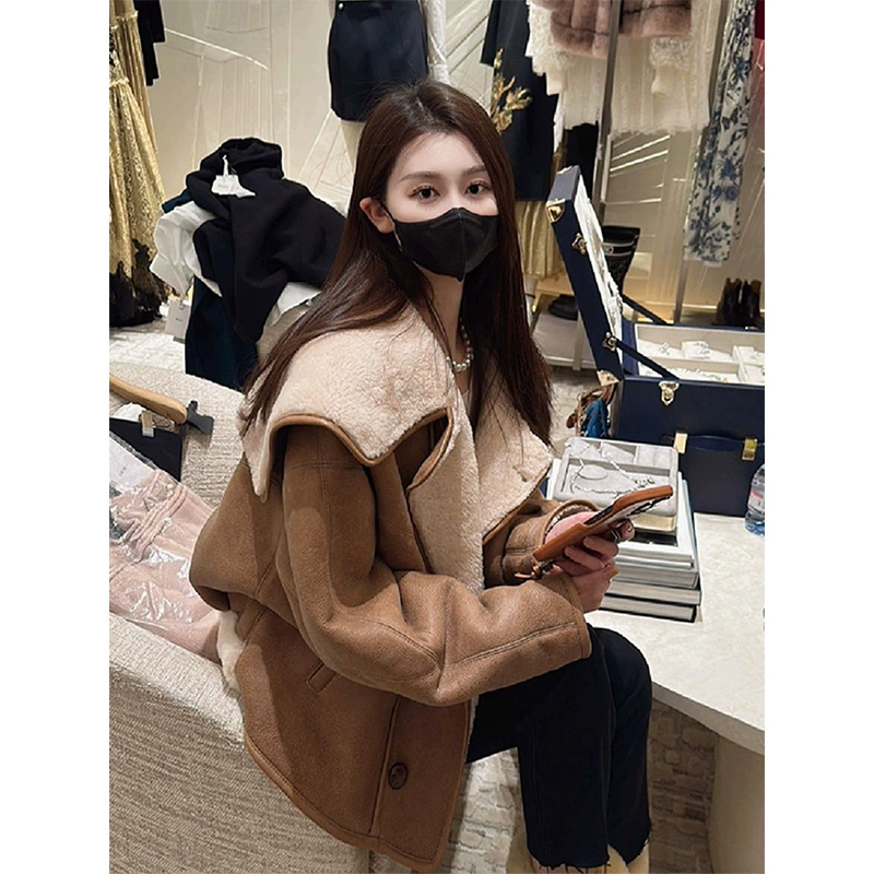 Осень и зима в этом году Популярные Красивые коричневые Xiangfeng мех один овечий покров пальто женские Новые взрывы 1647