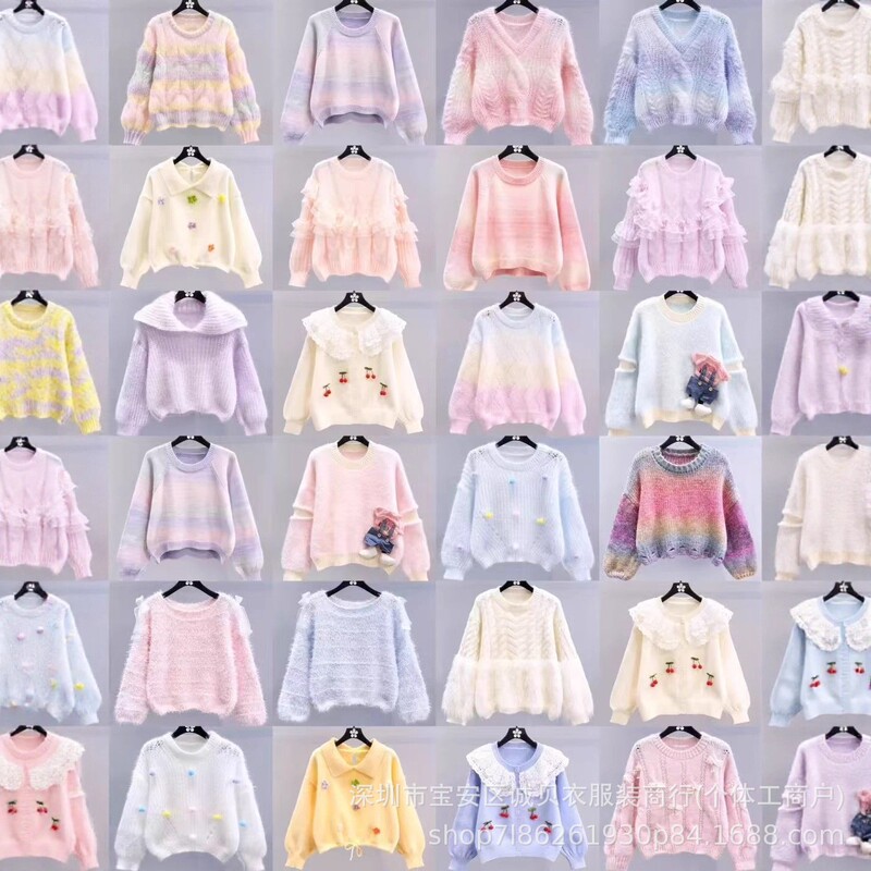 2025 Winter New Knitted Sweater Long Sleeve Women's Clothing Little Fairy Sweet Lazy Style Women's Knitted Sweater Wholesale