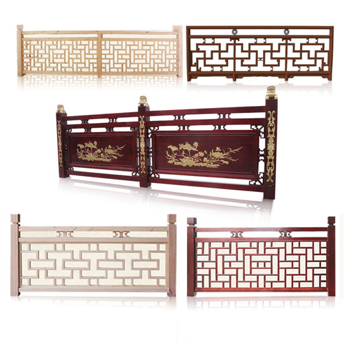 PK7J Wholesale Dongyang Wood Carvings: Chinese-style Antique-Imitated, Vintage Solid Wood Hollowed-Out Carved Balustrade & Railing Crafts for Staircases