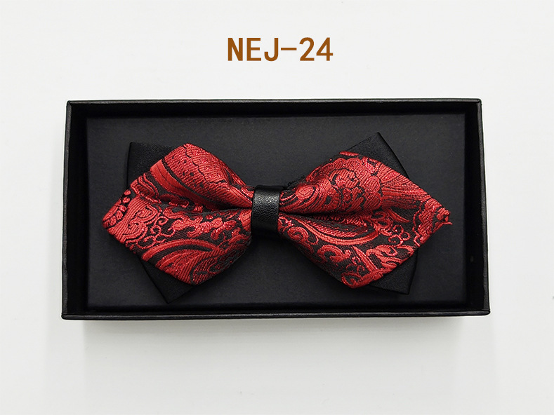 Pajarita negra de color sólido para hombre Boda británica Boda novio padrino traje camisa arco caja de regalo embalaje