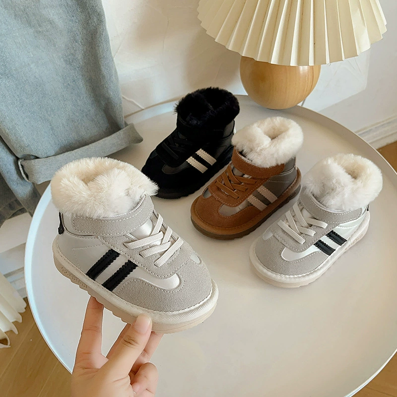 Зимние сапоги для детей 2024 зимние новые бархатные толстые хлопчатобумажные туфли теплые мальчики дети теплые снежные сапоги