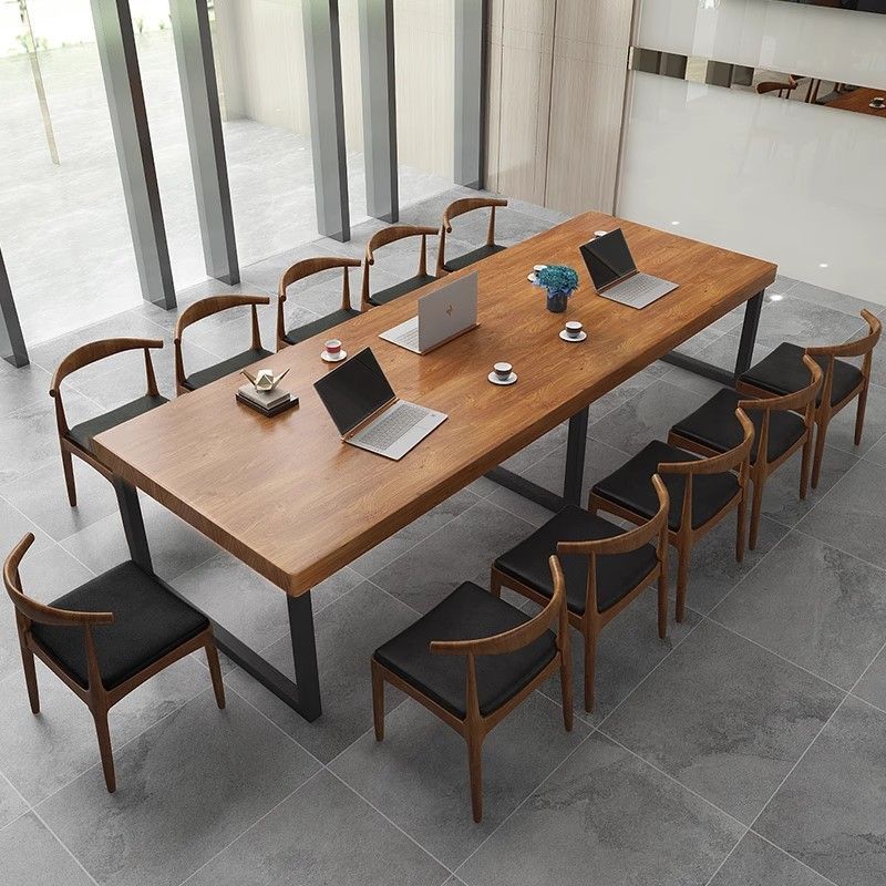 Mesa de conferencias de madera maciza Mesa larga simple Mesa de tabla larga moderna Sala de conferencias Mesa de oficina rectangular Mesa de negociación Mesa de comedor