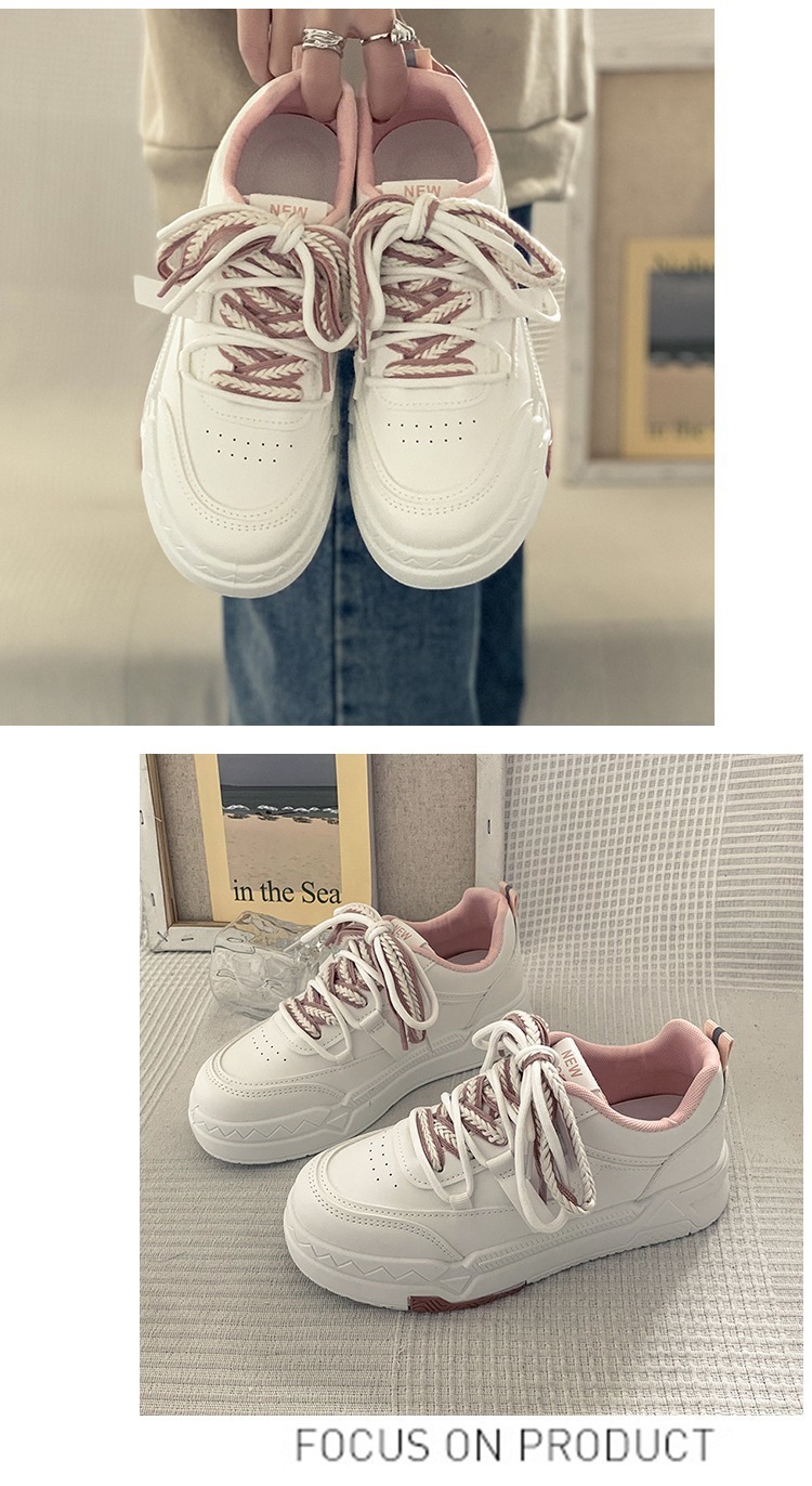 35-43 Übergröße Damen 41 dicke Sohlen vielseitige weiße Frühlingsdesign sportliche und lässige Boardschuhe 42_voghion.com