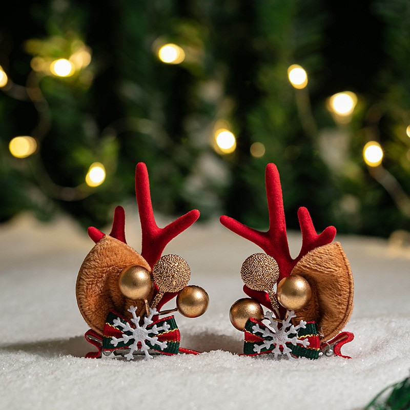 Adorable cabello de Navidad corno de ciervo cinco estrellas cabeza de banda de cabello de Navidad para niños corpos de cabello de decoración accesorios clipes de cabello