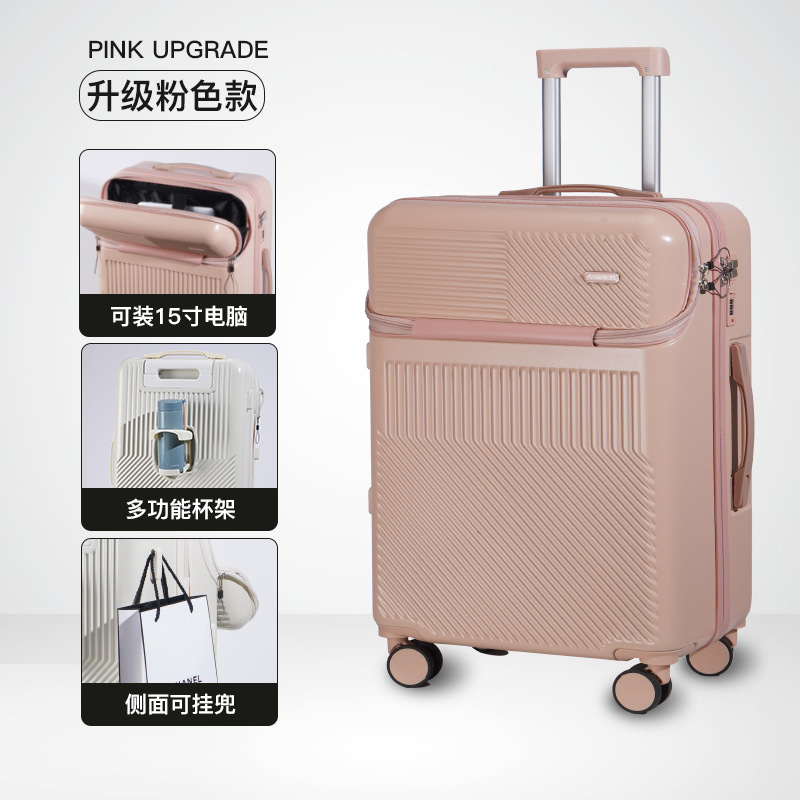 Importado multi-funcional equipaje nueva apertura frontal trolley caso trasero portavasos maleta negocio embarque caso hombres y mujeres