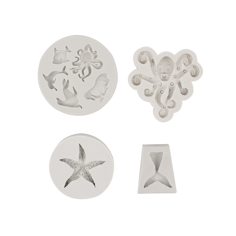 DIY Marina estrellas de mar pulpo delfín fondant cake molde silicona chocolate arcilla epoxi hecho a mano