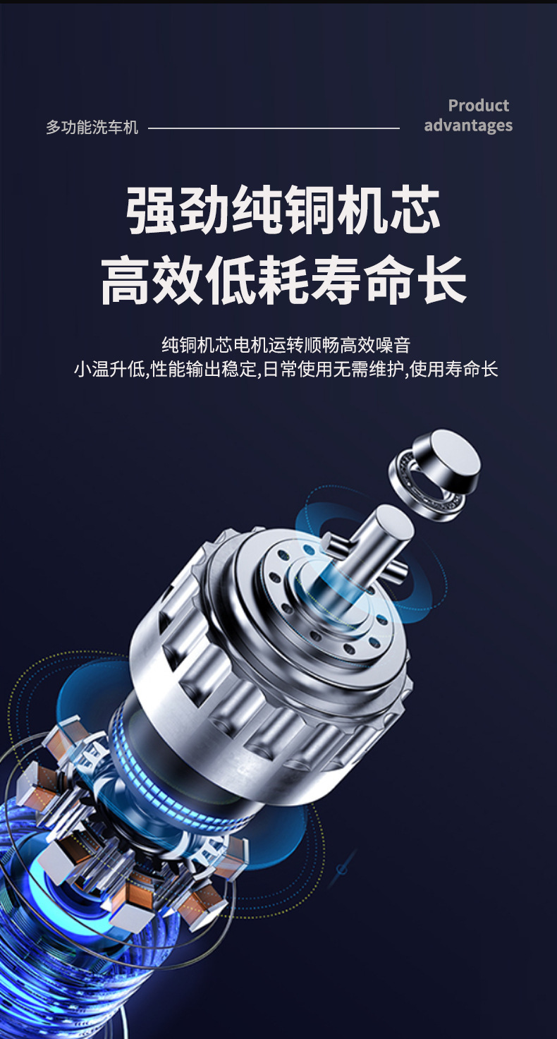 Factory Direct Supply Brushless Cordless Car Washer Household High-Power High-Pressure Lithium Battery Water Gun Portable Lithium Battery