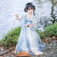 Hanfu Girl Летний тонкий 2025 новый детский древний стиль супер фея платье для маленькой девочки летний национальный стиль костюм