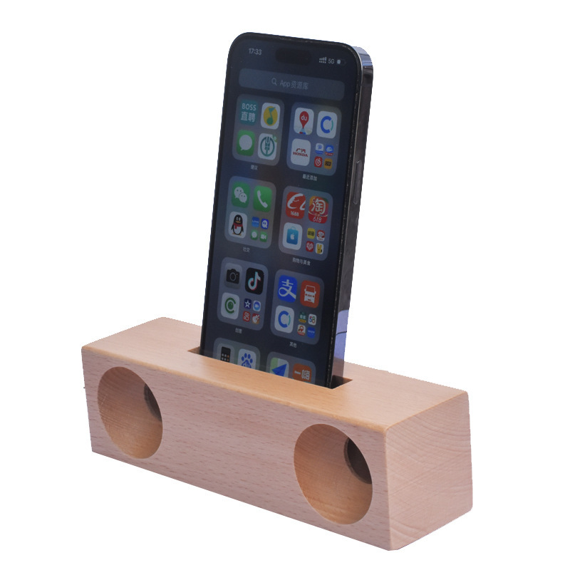 Wholesale Double Speaker Beech Loudspeaker Bracket Lazy Desktop Wooden Base Speaker Solid Wood Loudspeaker