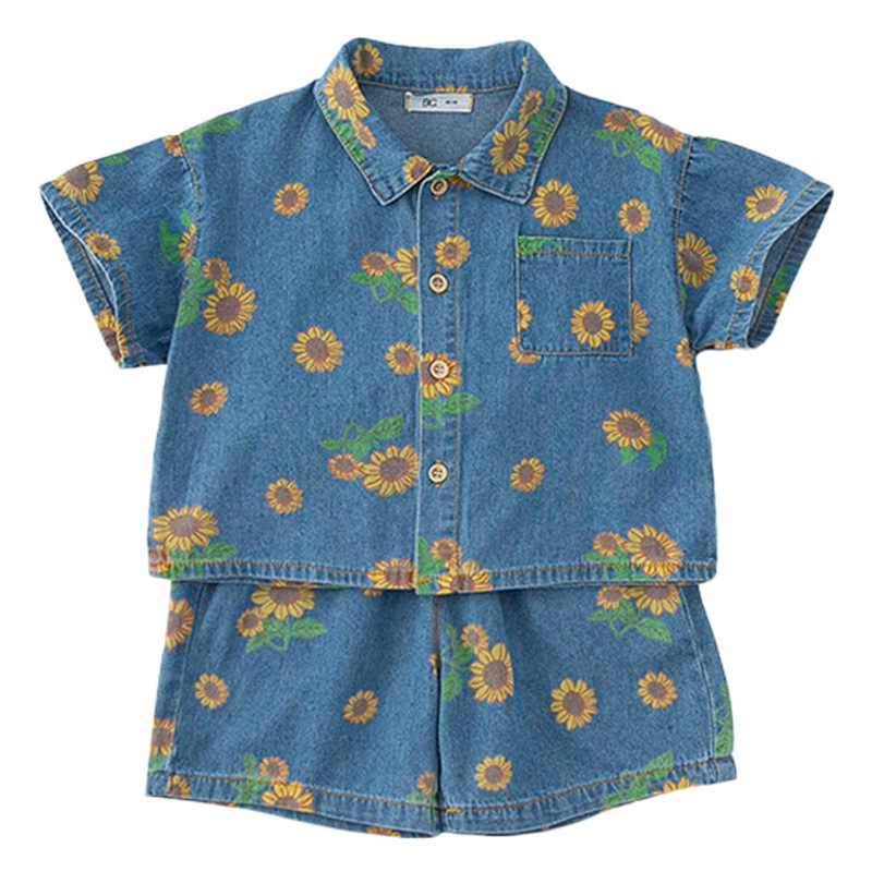 Ropa Infantil Youbao, Conjunto de Dos Piezas de Pantalones Cortos de Verano 2026 para Niños, Traje de Mezclilla para Niñas, Ropa Moderna para Niños Pequeños