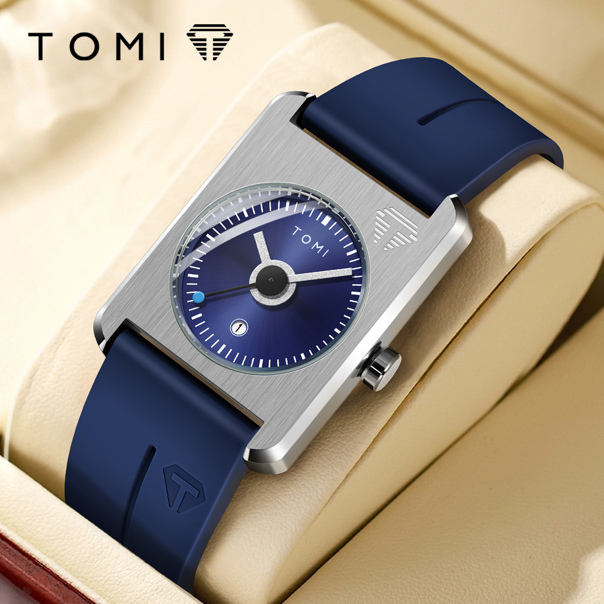 Square Calendar Watch Korean Style Student Watch With Rubber Strap For Men Fashionable_voghion.com