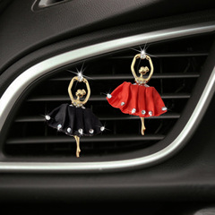 Car air vent perfume with diamond-embellished ballerina girl, car air conditioner vent decoration, female car air freshener clip accessory
