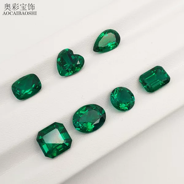 Aocai Baoshi Laboratory Hydrothermal Method Cultivated Emeralds from Zambia, Available in Various Shapes and Sizes, Agl Certified