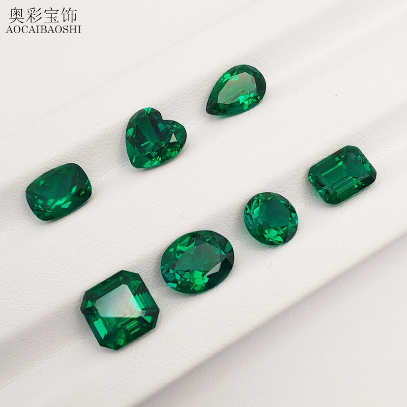 Aocai Baoshi Laboratory Hydrothermal Method Cultivated Emeralds from Zambia, Available in Various Shapes and Sizes, Agl Certified