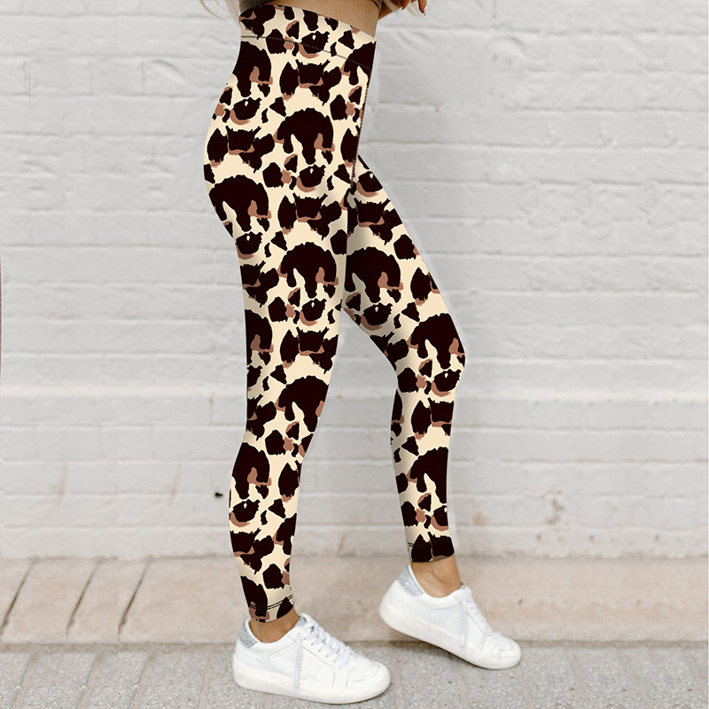 Women's tight printed pants high waist tight digital printed high stretch sweat absorption casual women's pants_voghion.com