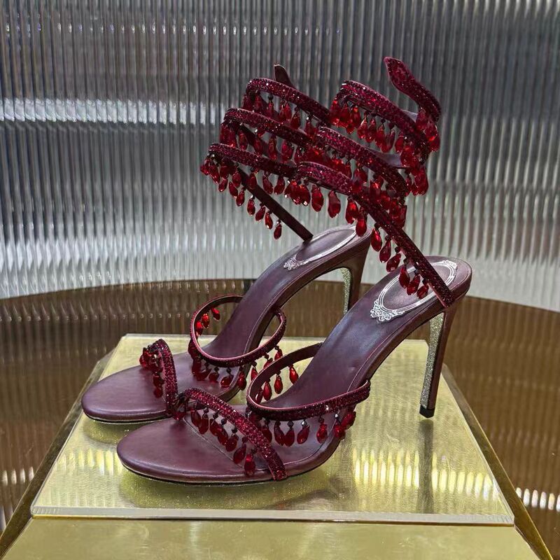 Sexy French-style rhinestone strap sandals for women, 2026 new model, socialite style ankle strap stiletto high heels Sexy French-style rhinestone strap sandals for women, 2026 new model, socialite style ankle strap stiletto high heels