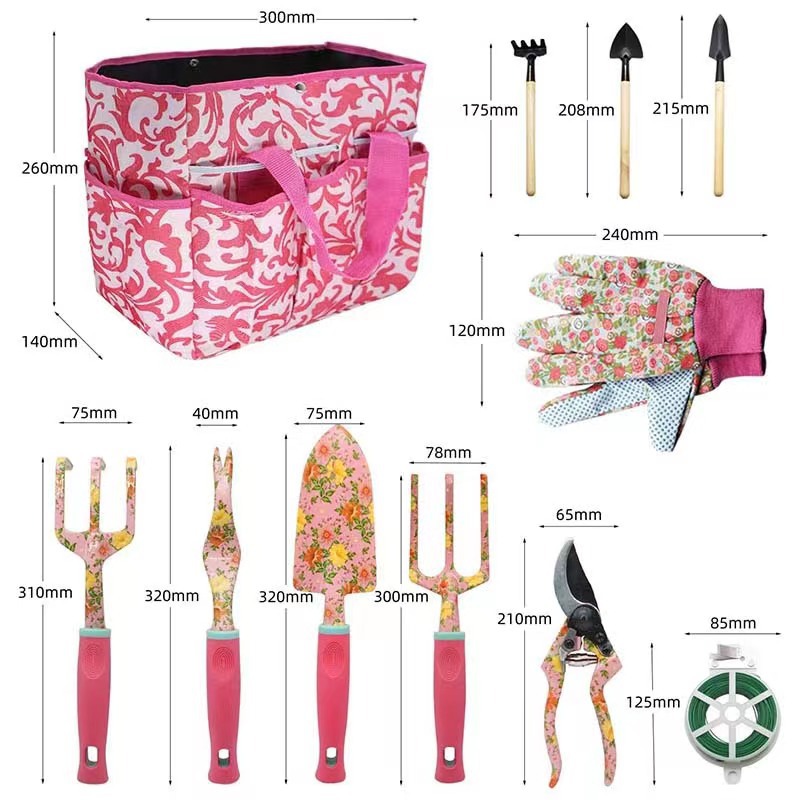 Amazon fuente transfronteriza fábrica de aleación de aluminio herramientas de jardinería traje herramientas de jardín impresión niñas regalo tijeras