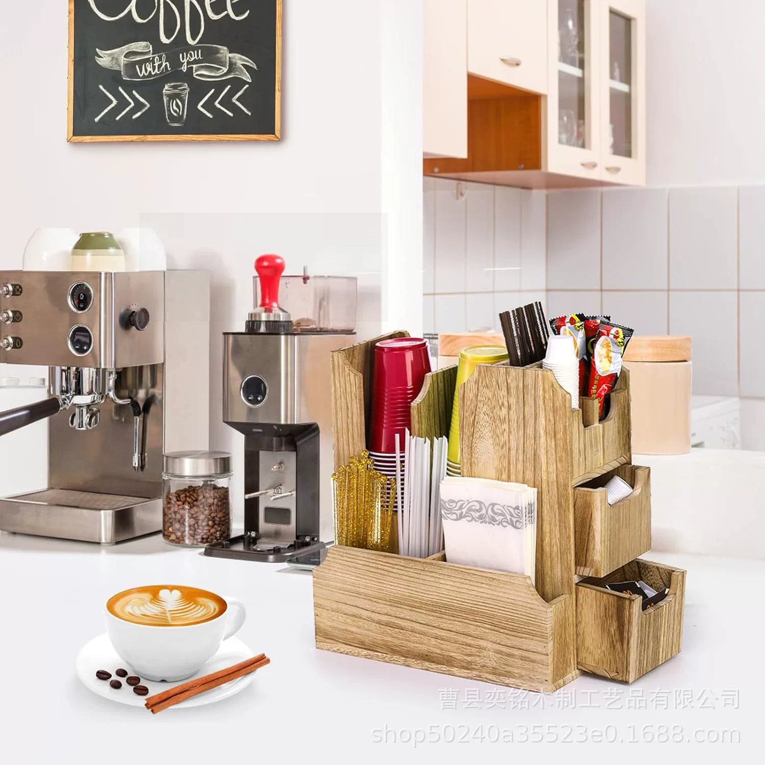 Деревянная коробка для хранения с несколькими сетками