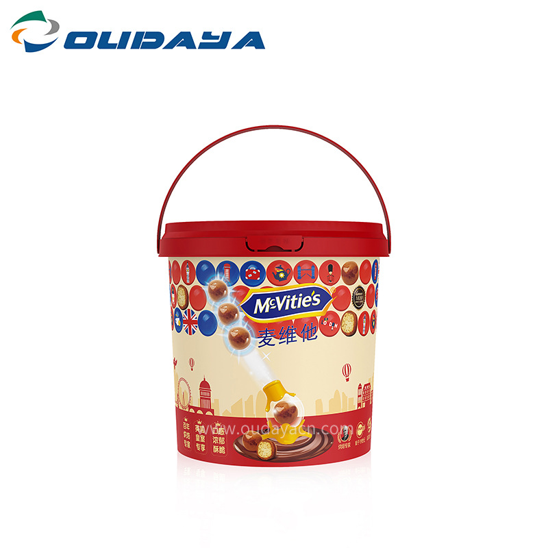 厂家直供膜内贴手提塑料桶麦丽素桶糖果桶巧克力桶