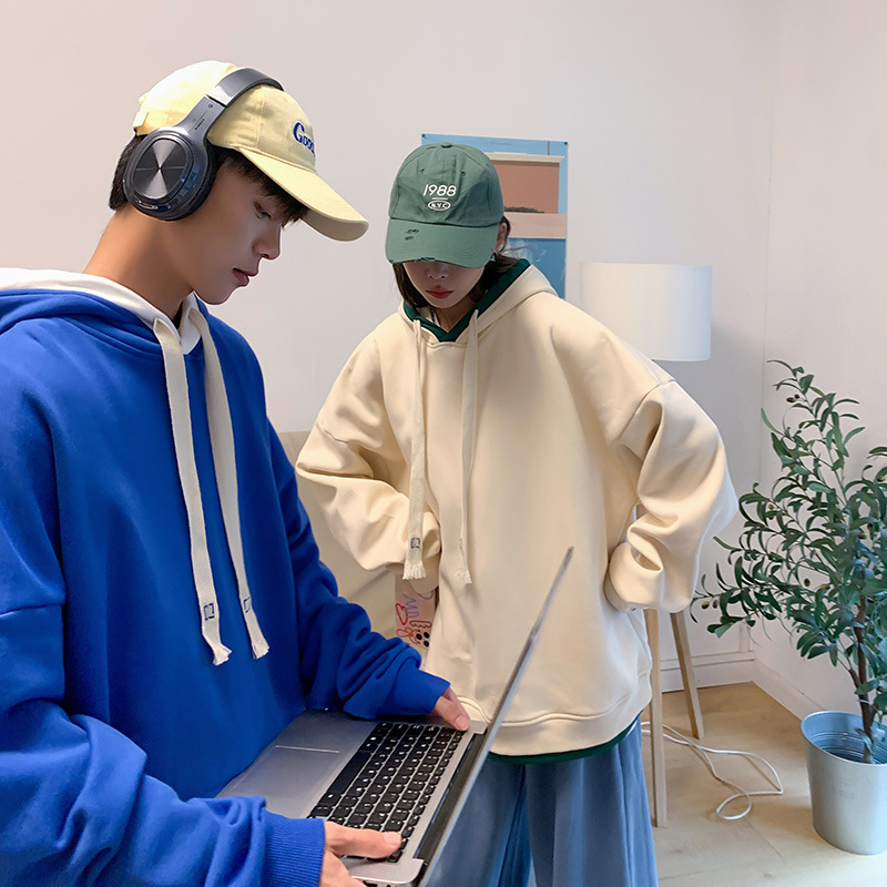 Maglione base sportivo sciolto di marca alla moda 2023 autunno/inverno per giovani coppie con cappuccio_voghion.com