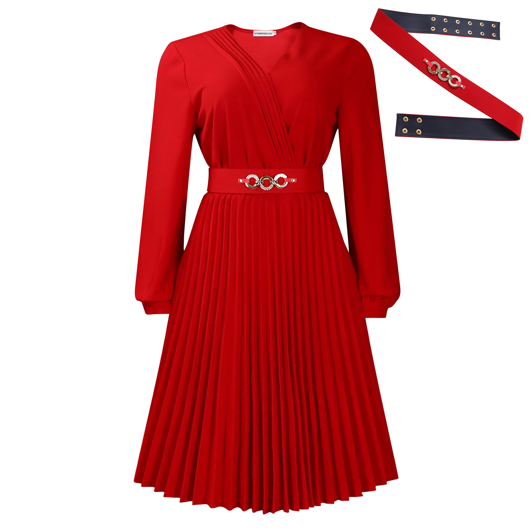Women's Elegant V-Neck High Waist Dress