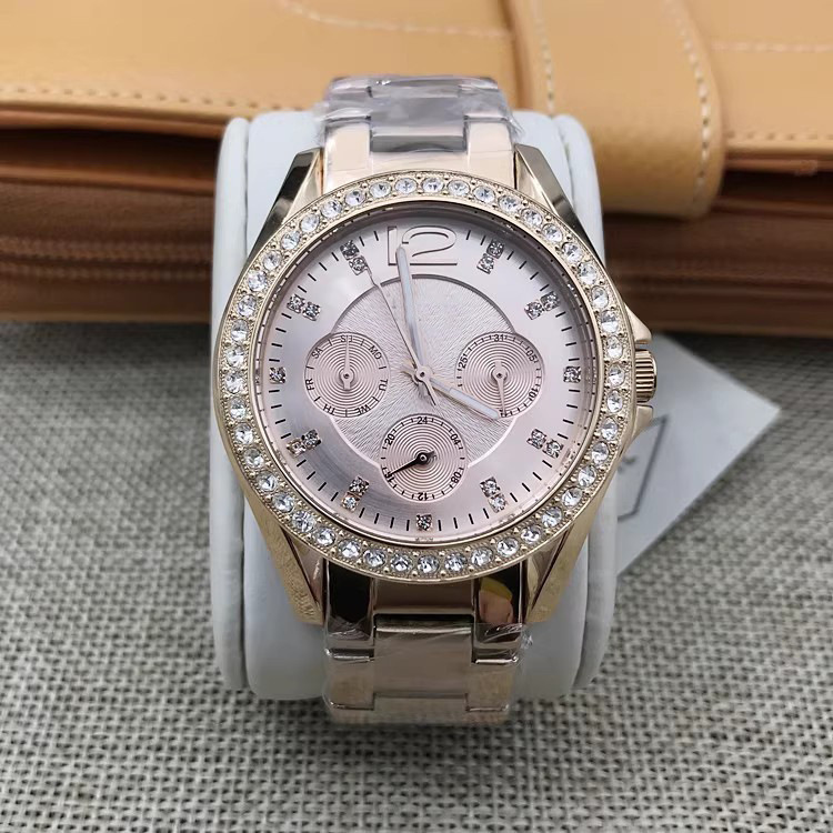 Foreign Trade Cross-Border Fossil Watch Stainless Steel Three-Eye Multi-Function Fashion Diamond-Encrusted Casual Quartz Watch Waterproof Women's Watch Foreign Trade Cross-Border Fossil Watch Stainless Steel Three-Eye Multi-Function Fashion Diamond-Encrusted Casual Quartz Watch Waterproof Women's Watch