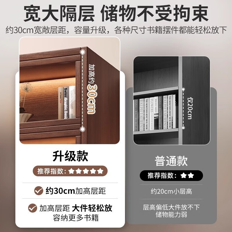 书柜家用客厅靠墙一体复古多层收纳柜子小户型手办展示柜防尘书架|undefined