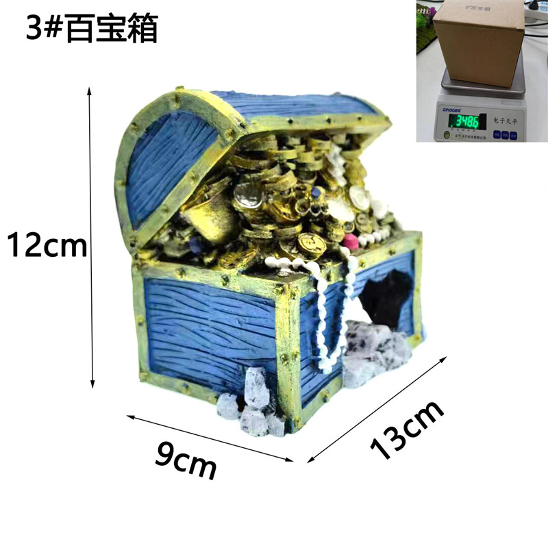 Tanque de peces fregadero decoración inferior caza del tesoro Rana personas caja del Tesoro acuario paisaje decoración resina fregadero fondo coral caja del tesoro