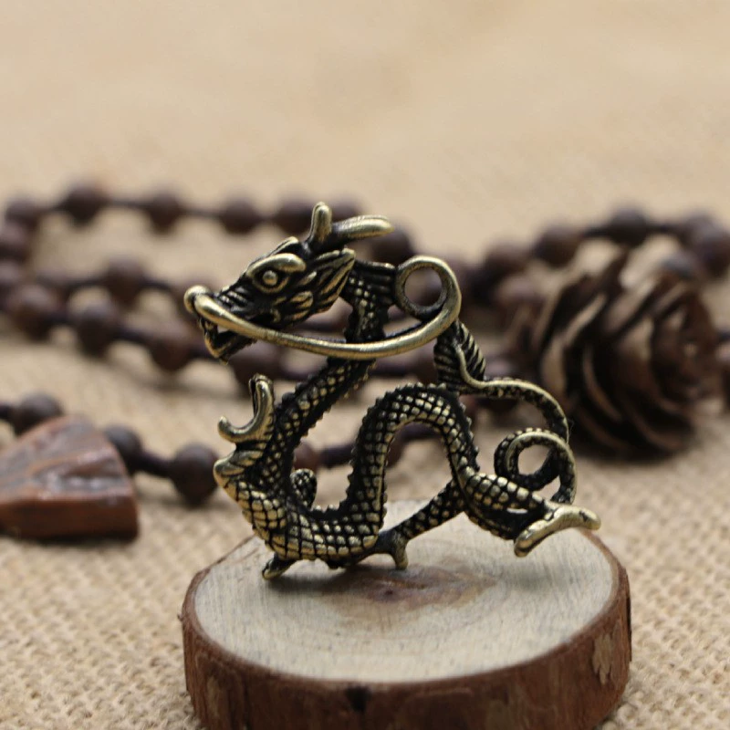 3D brass keychain pendant, Chinese zodiac charms, antique finish, wearable charm