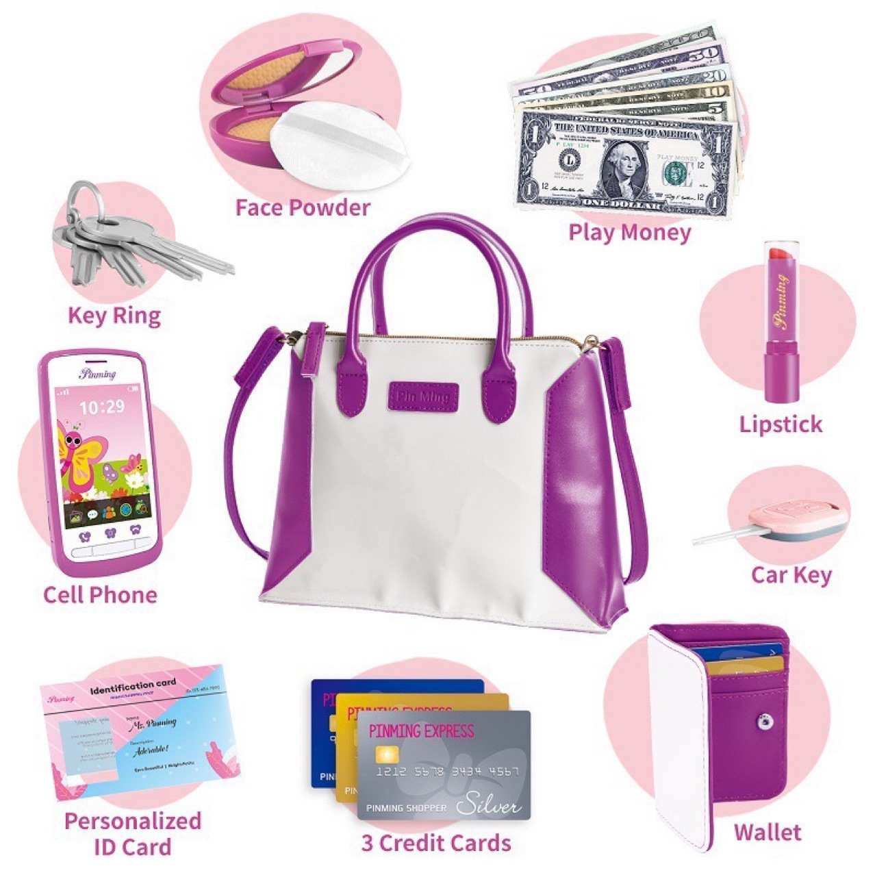 Moda transfronteriza hermosa maquillaje bolso conjunto de billetera maquillaje joyas niños niñas juguetes caseros caja de regalo