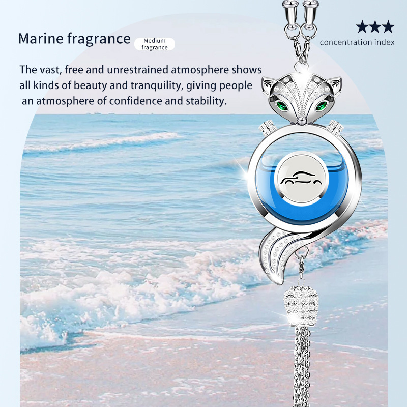 Qìchē – Car hanging Freshener Pendant - fox-silver-alloy-pendant-with-ocean-fragrance-small-car-logo