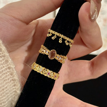 小红书爆款古法摇铃系列灵动自然紫水晶戒指女时尚东方三缘色指环