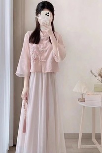 New Chinese Style Improved Cheongsam Women's Tea Dress Ancient Style Dress Fairy Skirt Suit Han Dynasty Summer 2024 New Style