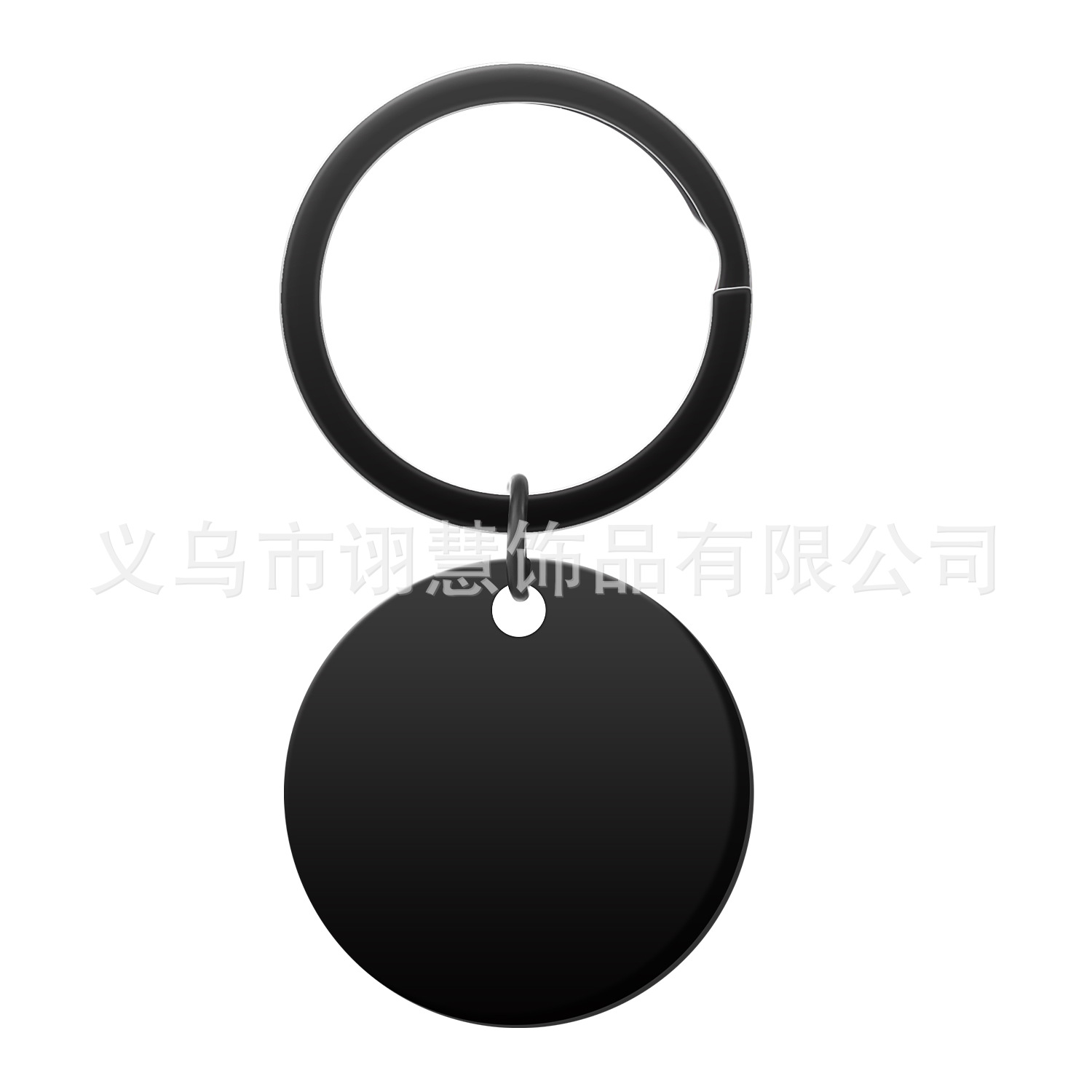 Fábrica personalizada llavero de acero inoxidable joyería en blanco negro redondo grabado de metal prueba accesorios de llave colgante