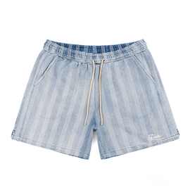 美式复古水洗做旧四五分牛仔短裤男潮牌设计感破坏纹路高街沙批发