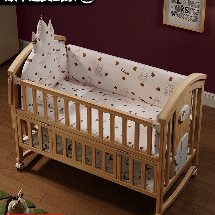 Muttongfang Crib Removable Splicing Bed Baby Bed Multi-Functional Newborn Cradle Bed Kidsren's Splicing Large Bed