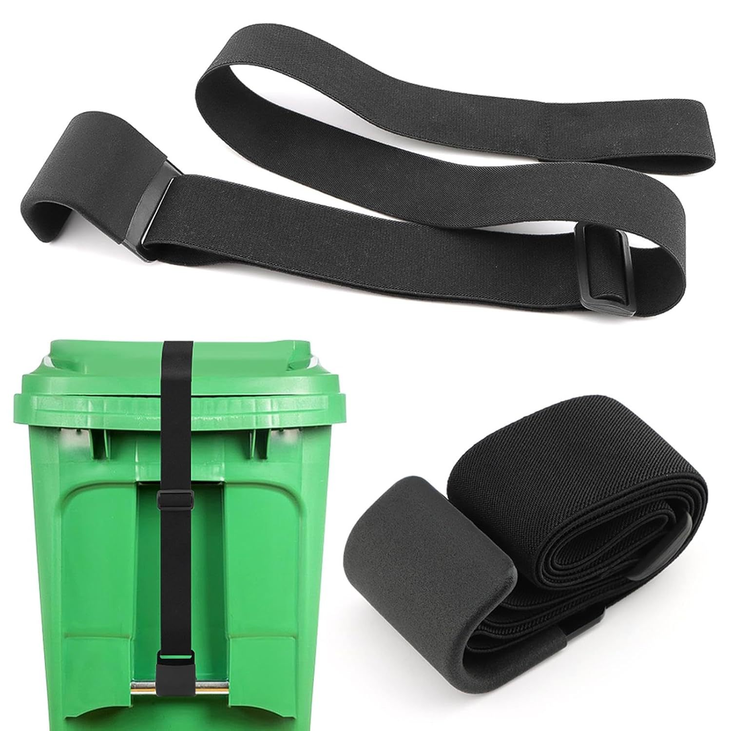 跨境户外垃圾桶绑带可调节动物垃圾桶盖锁预防动物绑带弹力可调节