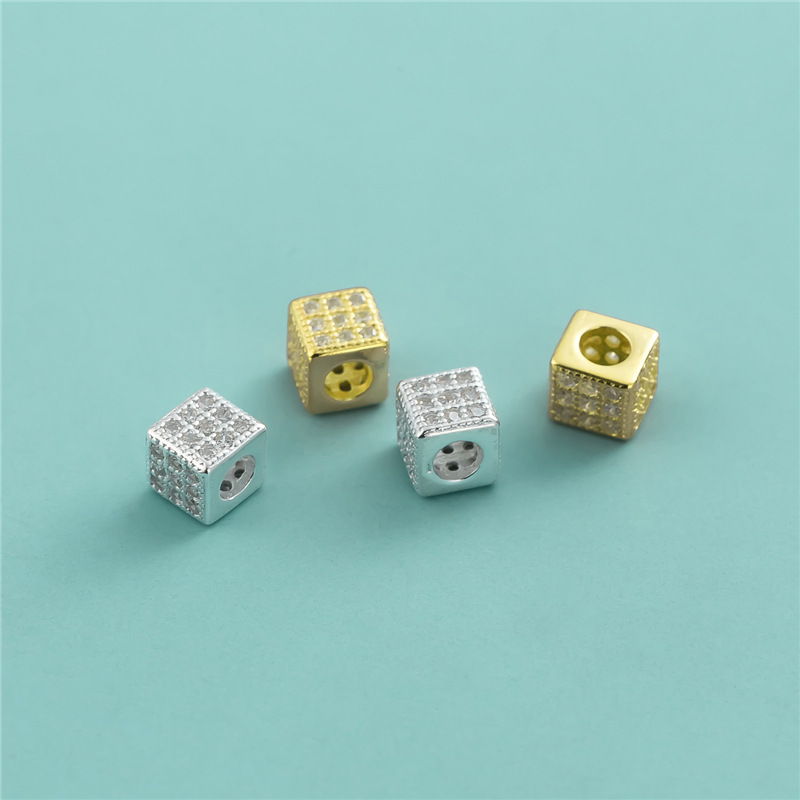 S925 Sterling Silver Diamond Zircon Square Spacer Beads Seiko Loose Bead Accessories DIY Hand-woven Rope Crystal Bracelet Beads S925 Sterling Silver Diamond Zircon Square Spacer Beads Seiko Loose Bead Accessories DIY Hand-woven Rope Crystal Bracelet Beads