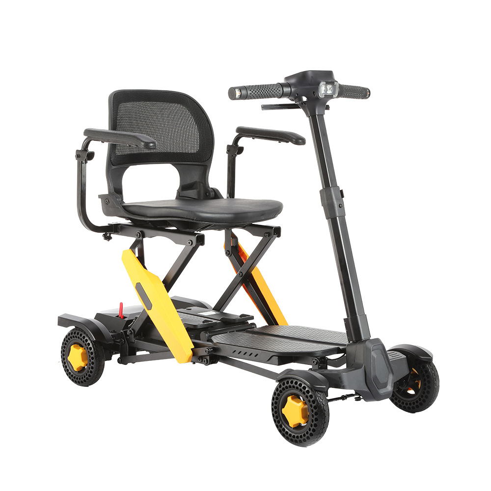 Foldable elderly mobility scooter, four-wheel electric portable elderly power-assisted vehicle, travel electric scooter, portable, auxiliary, lightweight