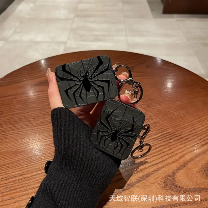 Black Spider Web AirPods 1/2/3/4 Generation Apple Headphone Case Pro/Pro2 Bluetooth Headphone Case